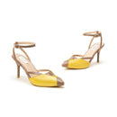 Ethically Sourced & Chromium Free Leather Pencil Heels | Yellow & Nude