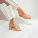 Block Heel Sandals | Ethically Sourced Leather | Nude