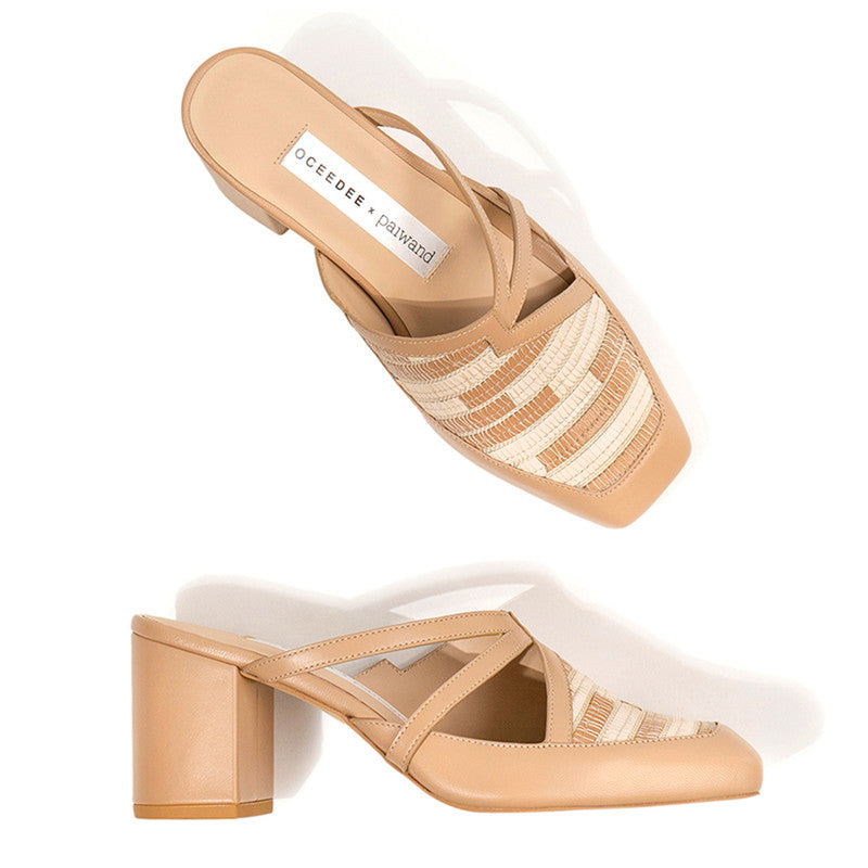 Block Heel Sandals | Ethically Sourced Leather | Nude