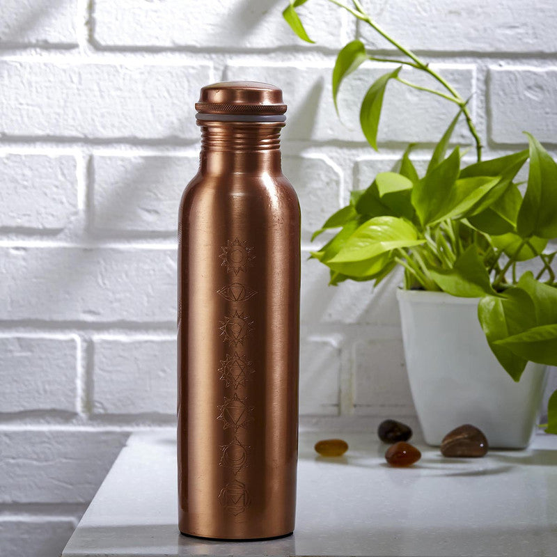 Copper Bottle | 7 Chakra Engraved | 1 Litre