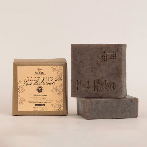 Nat Habit Activated Charcoal & Sandalwood Soaps Combo | 125 g Each | Set of 2