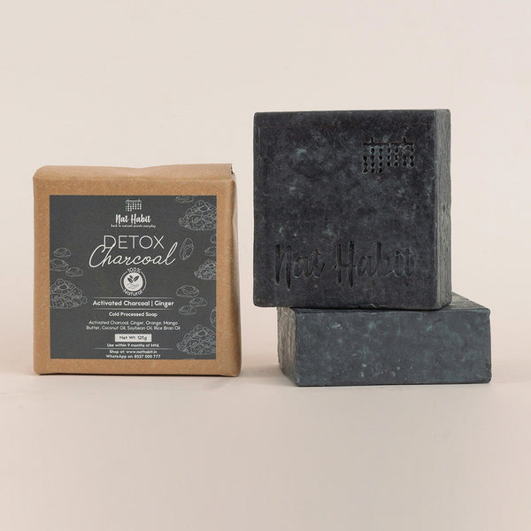 Nat Habit Detox Charcoal & Turmeric Oats Soaps Combo | 125 g Each | Set of 2