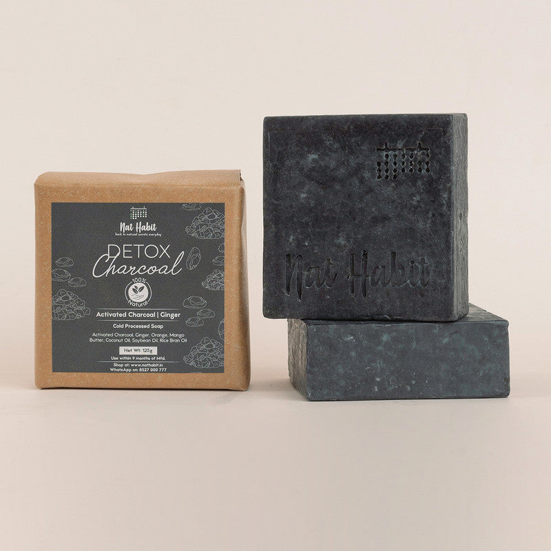 Nat Habit Detox Charcoal & Turmeric Oats Soaps Combo | 125 g Each | Set of 2