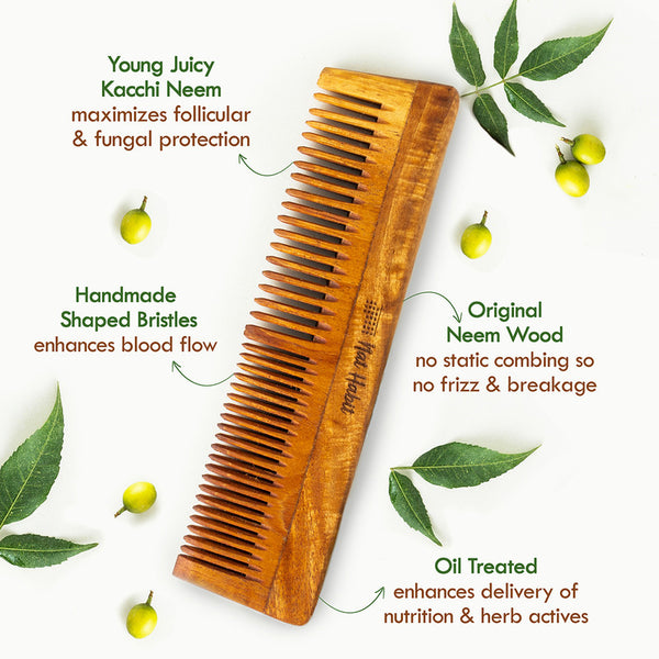 Nat Habit Dual Tooth Comb & Fresh Hibiscus Nutri Mask Combo | Hair Mask | Set of 3