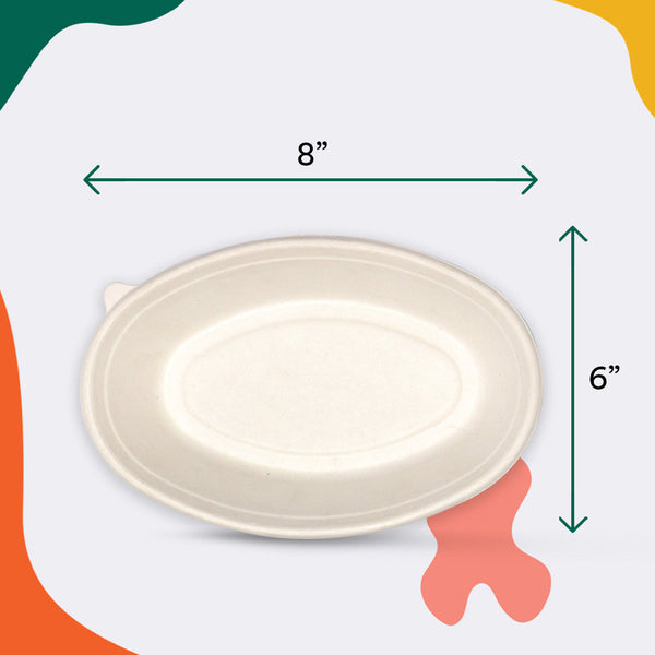 Bagasse Paper Disposable Bowls | Oval | Beige