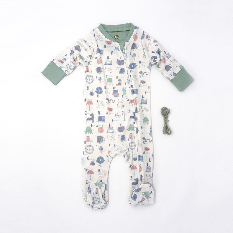 Bamboo Cotton Sleepsuit for Baby | White