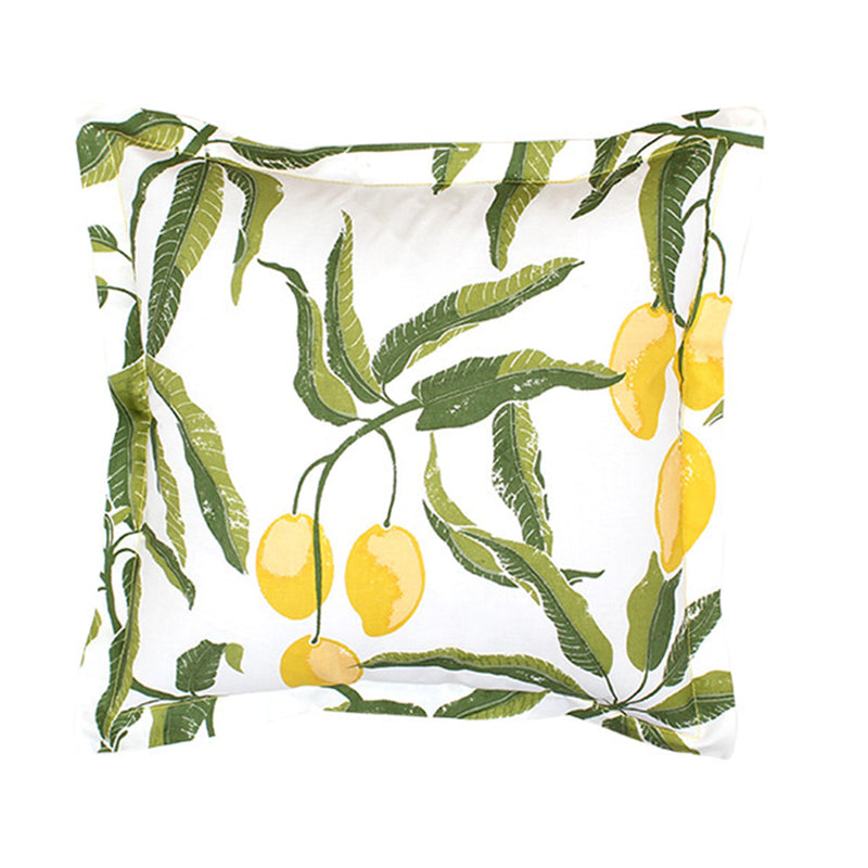 Cotton Sofa Cushion Cover | Leaf Print | Yellow