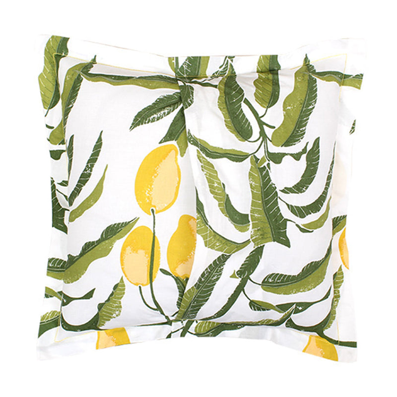 Cotton Sofa Cushion Cover | Leaf Print | Yellow