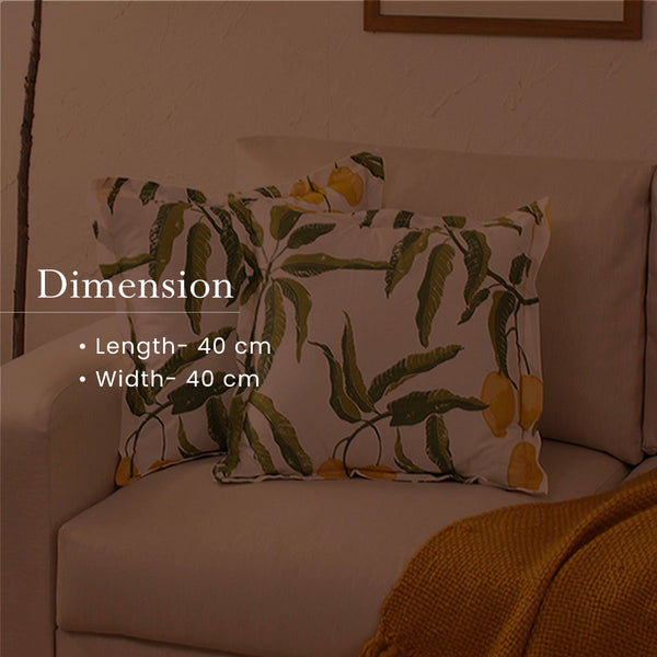 Cotton Sofa Cushion Cover | Leaf Print | Yellow