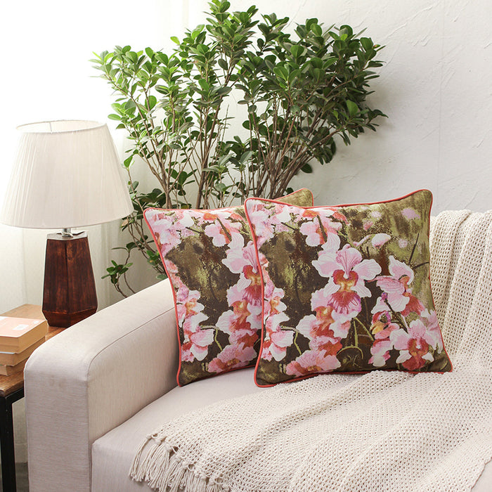 Cotton Cushion Cover | Floral Print | Pink