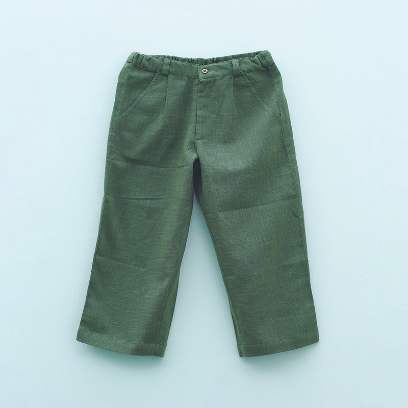 Organic Cotton Pants for Boys | Olive Green