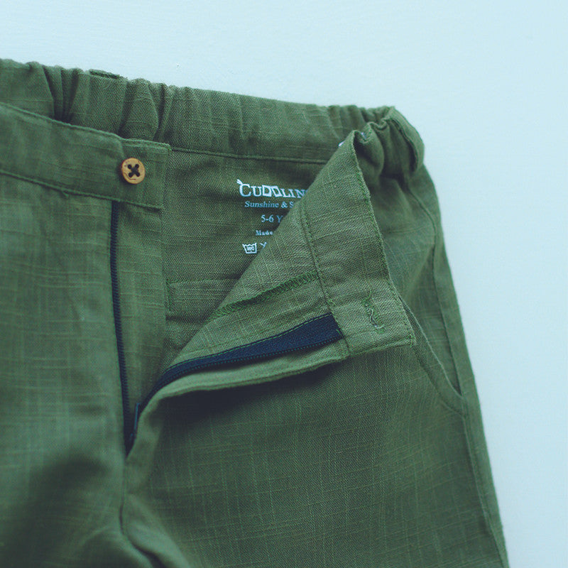 Organic Cotton Pants for Boys | Olive Green