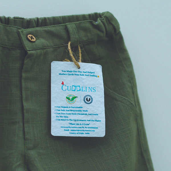 Organic Cotton Pants for Boys | Olive Green