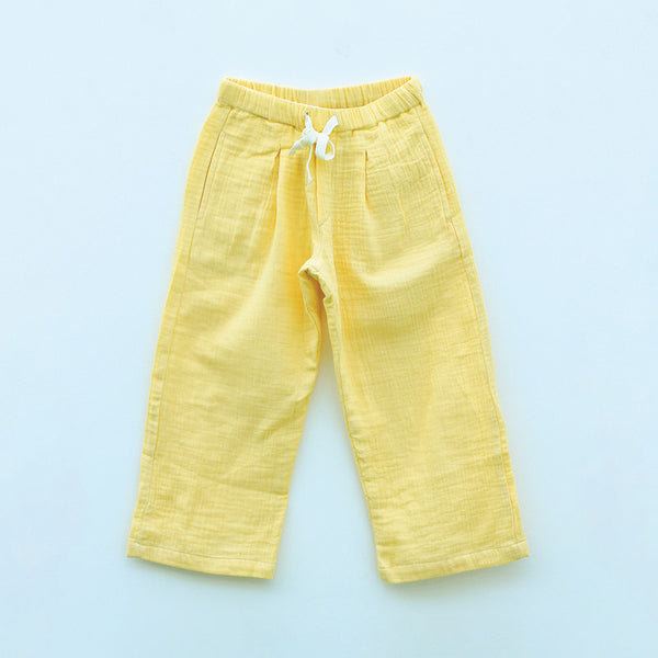 Cotton Pants for Boys | Pastel Yellow