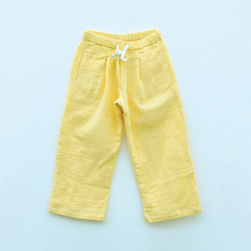 Cotton Pants for Boys | Pastel Yellow