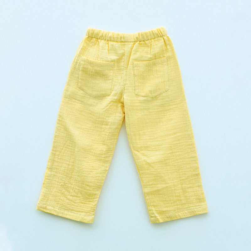 Cotton Pants for Boys | Pastel Yellow