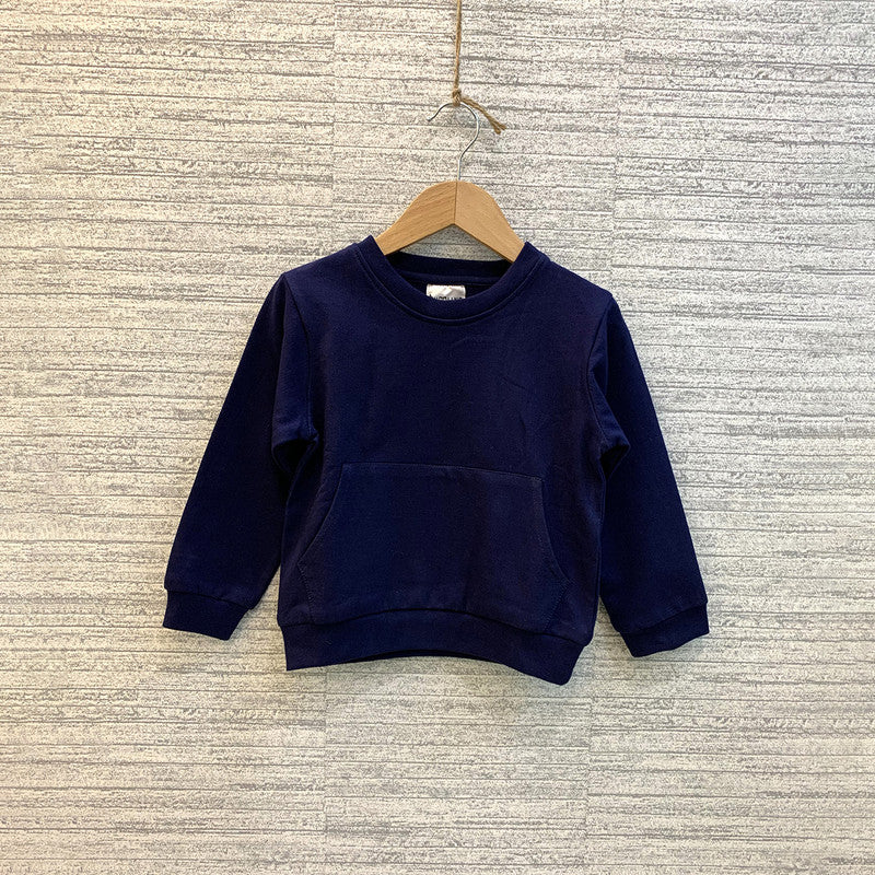 Cotton Fleece Sweatshirt for Kids | Dark Blue