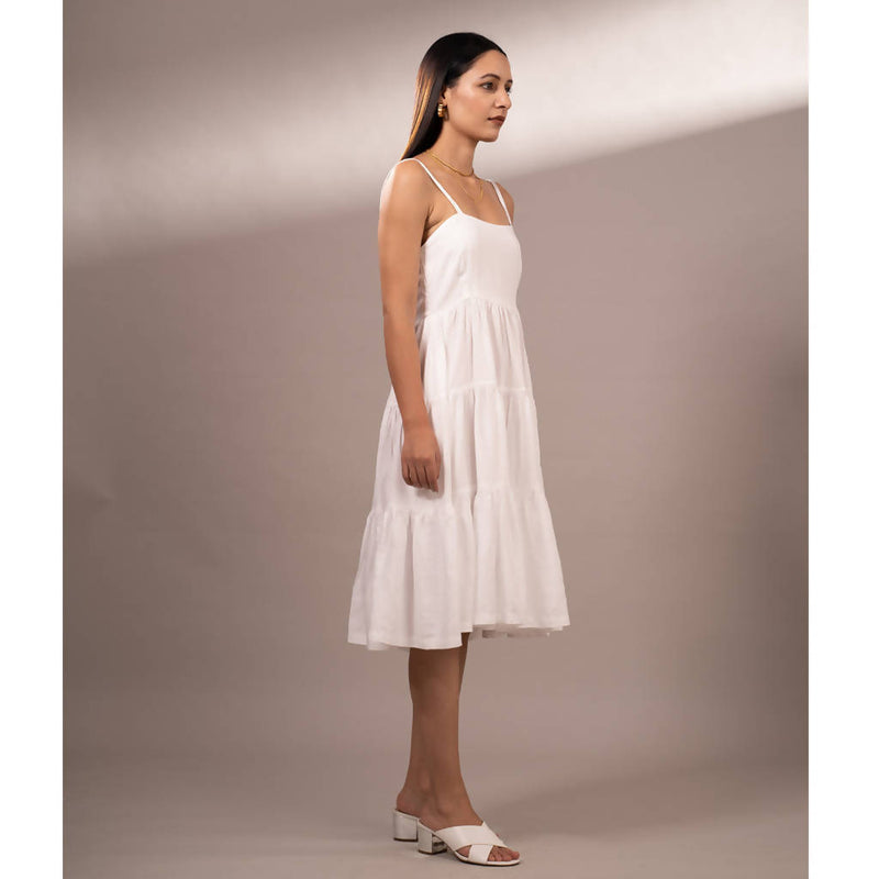 Handcrafted Tencel Twill Dress | White