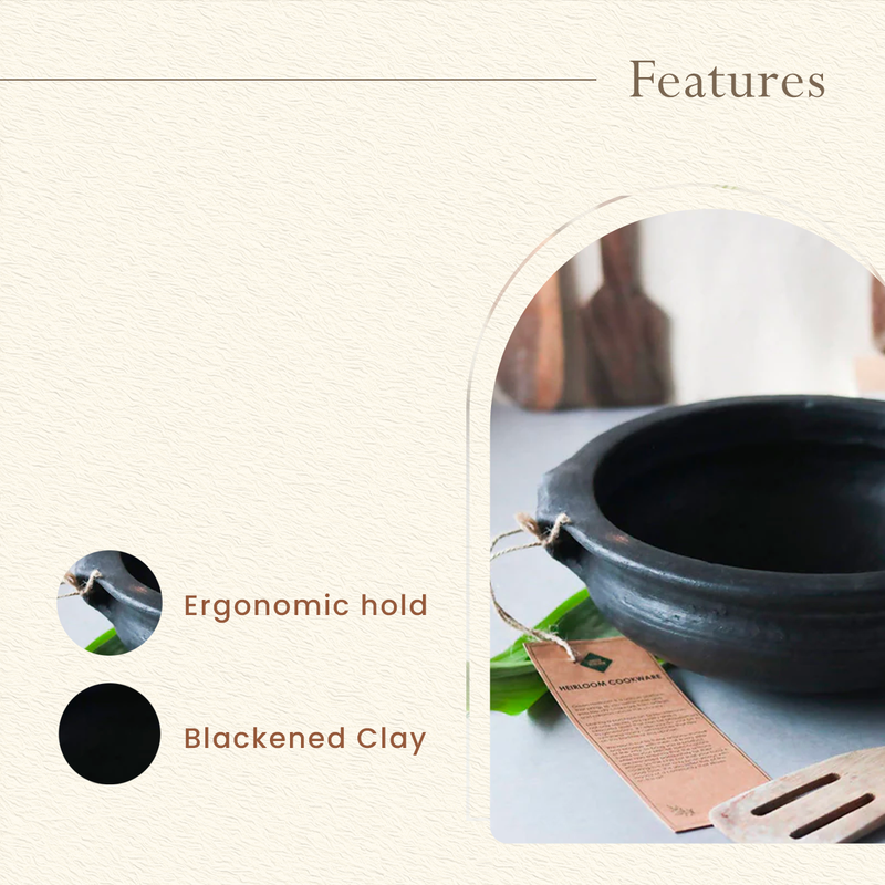 Blackened Clay Urli Pot For Cooking | Dia- 11.5 inches.