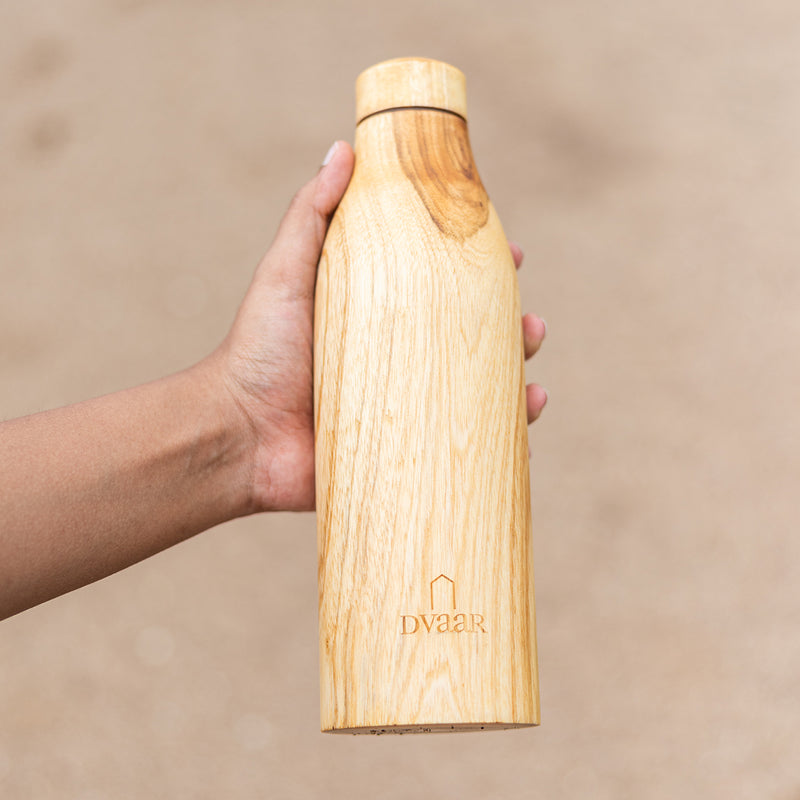 Wooden Copper Bottle | Teak Wood | 500ml