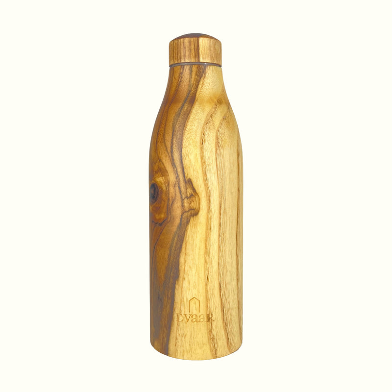 Wooden Copper Bottle | Teak Wood | 500ml