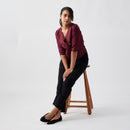 Linen Wrap Top for Women | Port Red