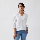 Linen Top for Women | Cloud White