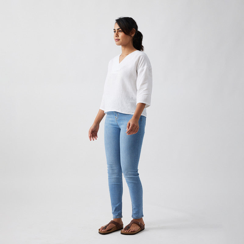 Linen Top for Women | Cloud White