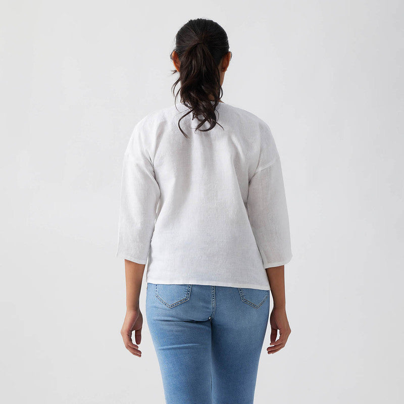 Linen Top for Women | Cloud White