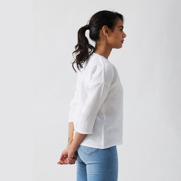 Linen Top for Women | Cloud White