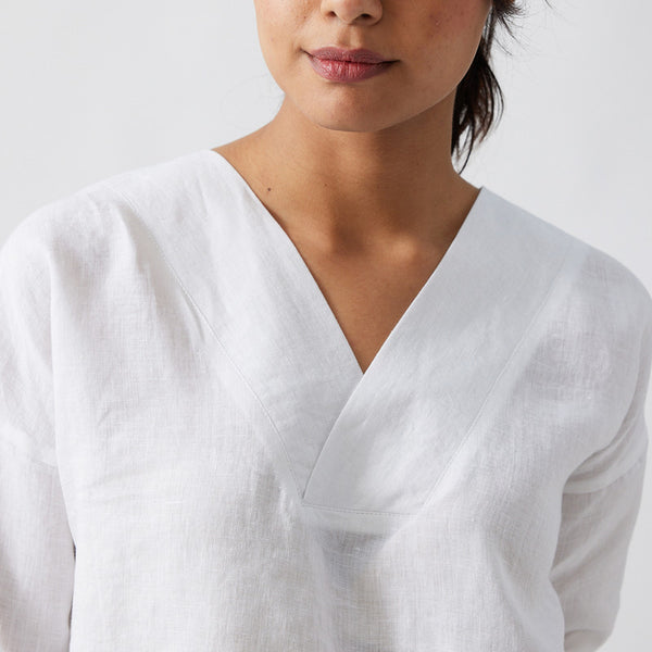 Linen Top for Women | Cloud White