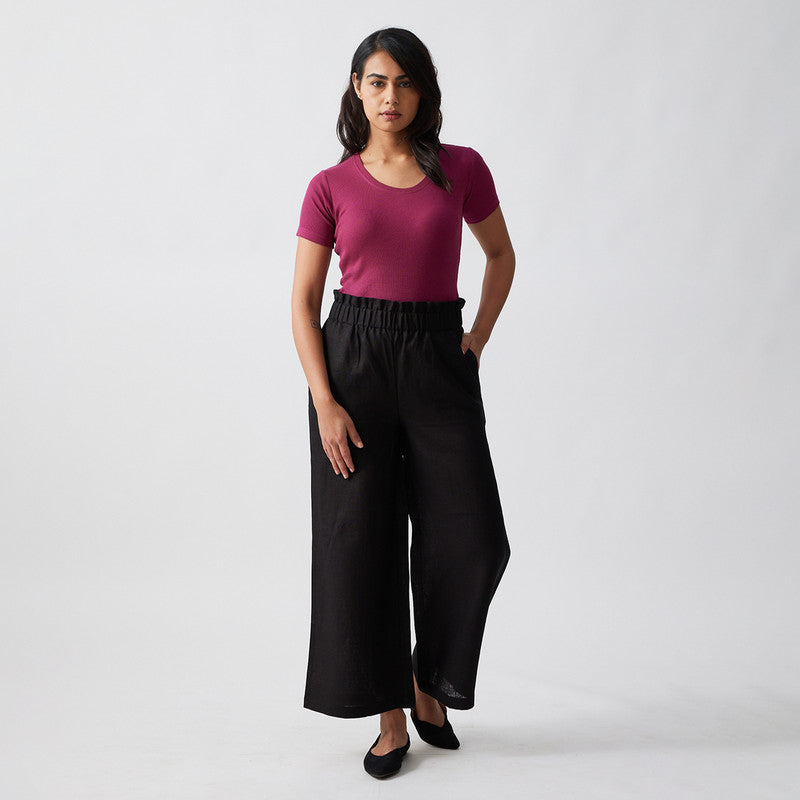 Linen Flared Pants | Black Coffee