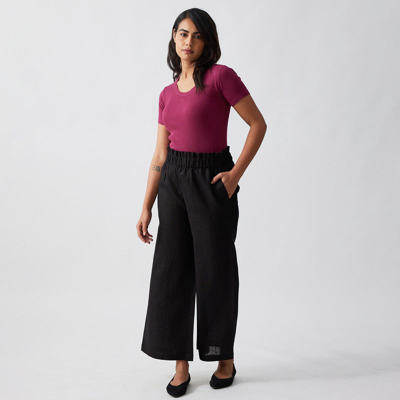 Linen Flared Pants | Black Coffee