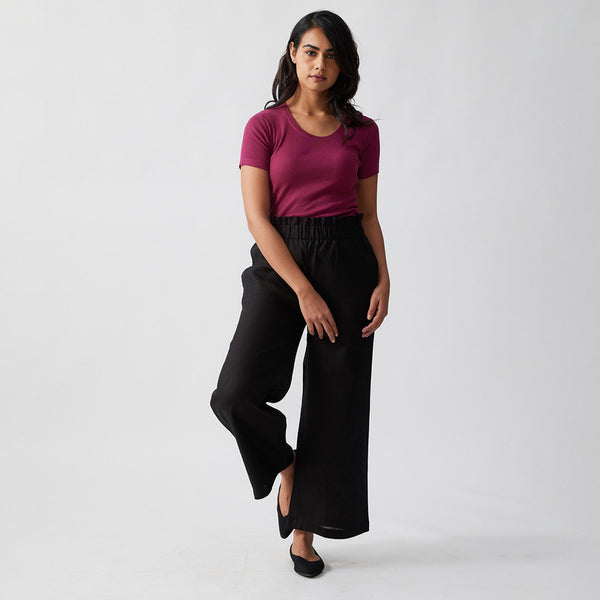 Linen Flared Pants | Black Coffee