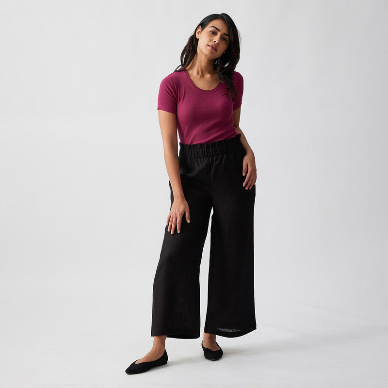 Linen Flared Pants | Black Coffee