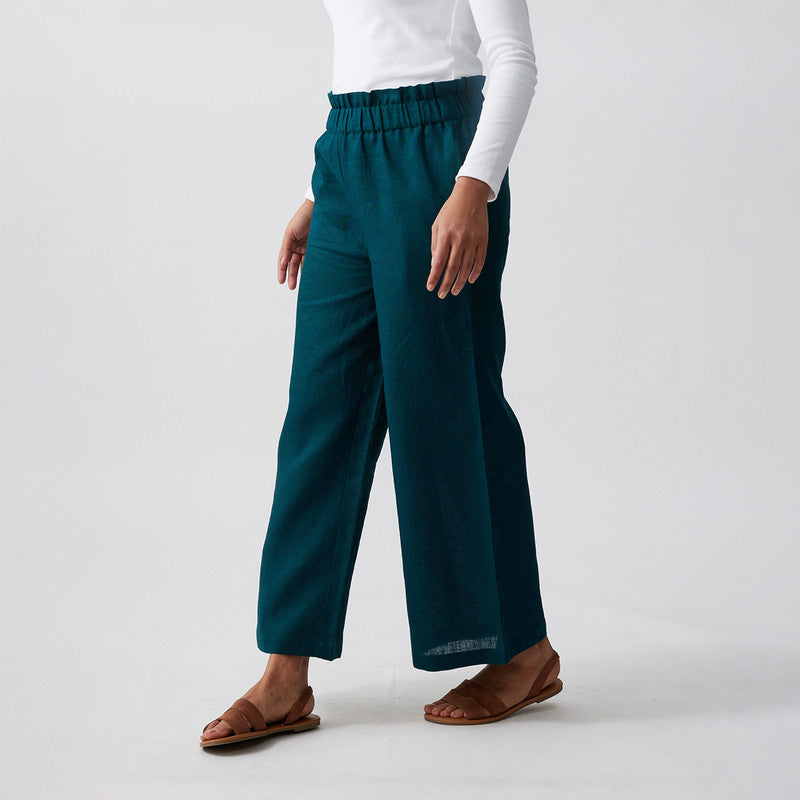 Linen Flared Pants | Dark Teal