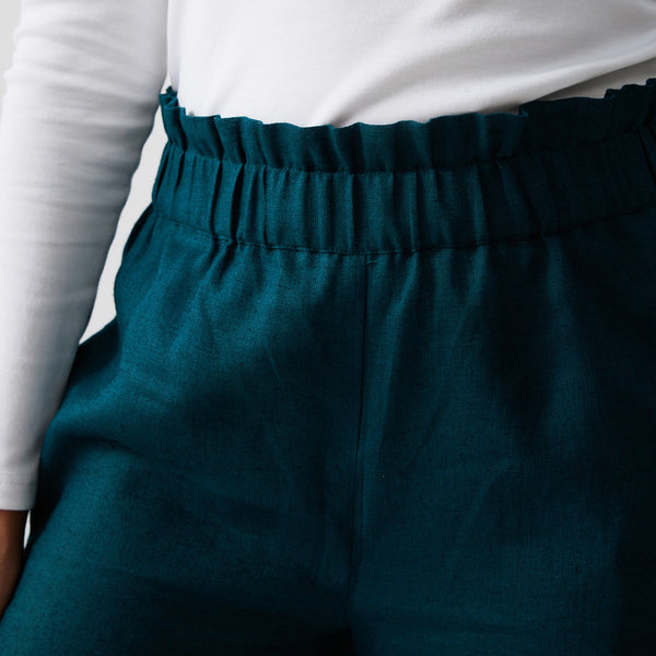 Linen Flared Pants | Dark Teal