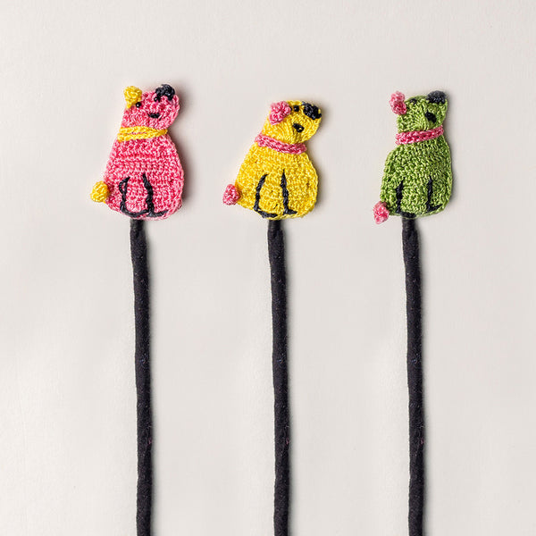 Cotton Silk Cable Ties | Cable Organiser | Dog Design | Set of 3