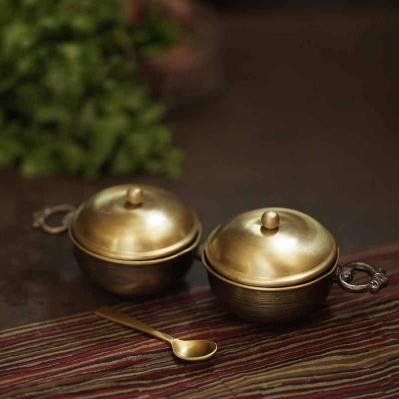 Brass Bowl With Spoon.