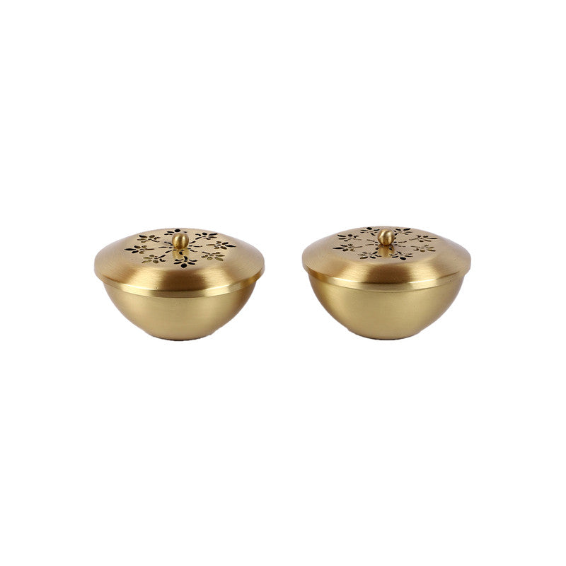 Brass Nut Bowls With Lid | Set of 2 | Gold.