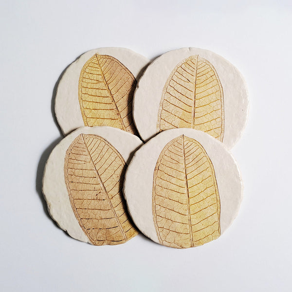 Papier Mache Coasters | Handpainted | Brown | Set of 4