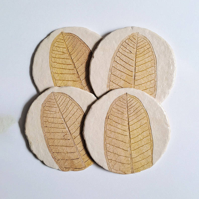 Papier Mache Coasters | Handpainted | Brown | Set of 4