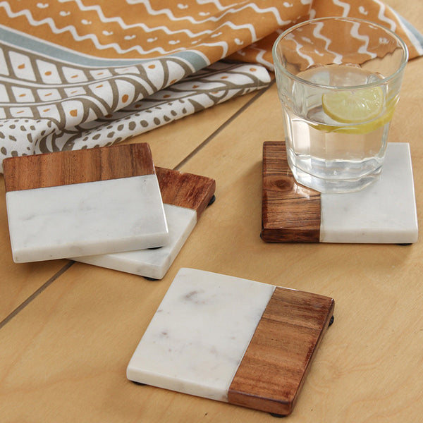 Marble Coasters | Brown White | 10 cm | Set of 4