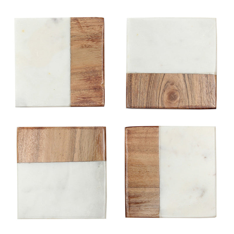 Marble Coasters | Brown White | 10 cm | Set of 4