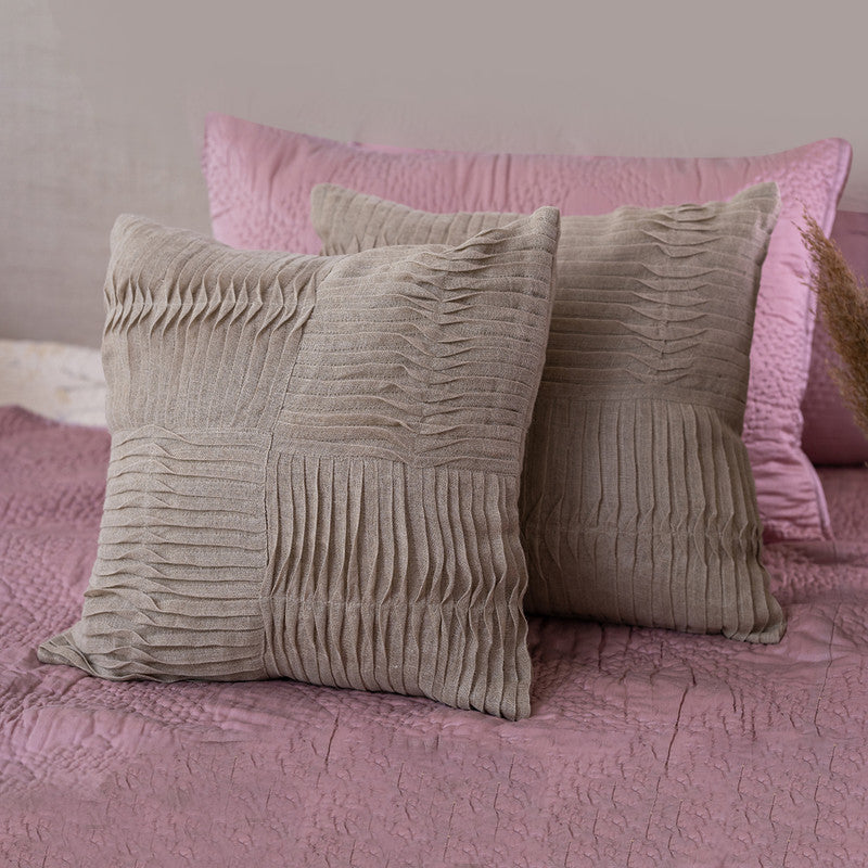 Linen Cushion Cover | Pleated | Brown