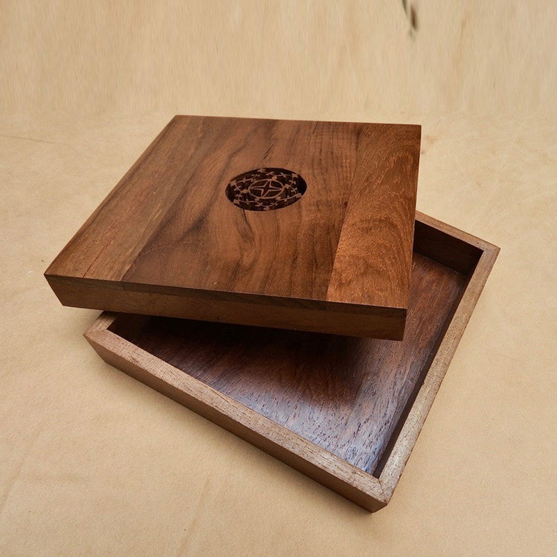 Wooden Jewelry Box | Teak Wood | 8 x 8 x 2.5 inches