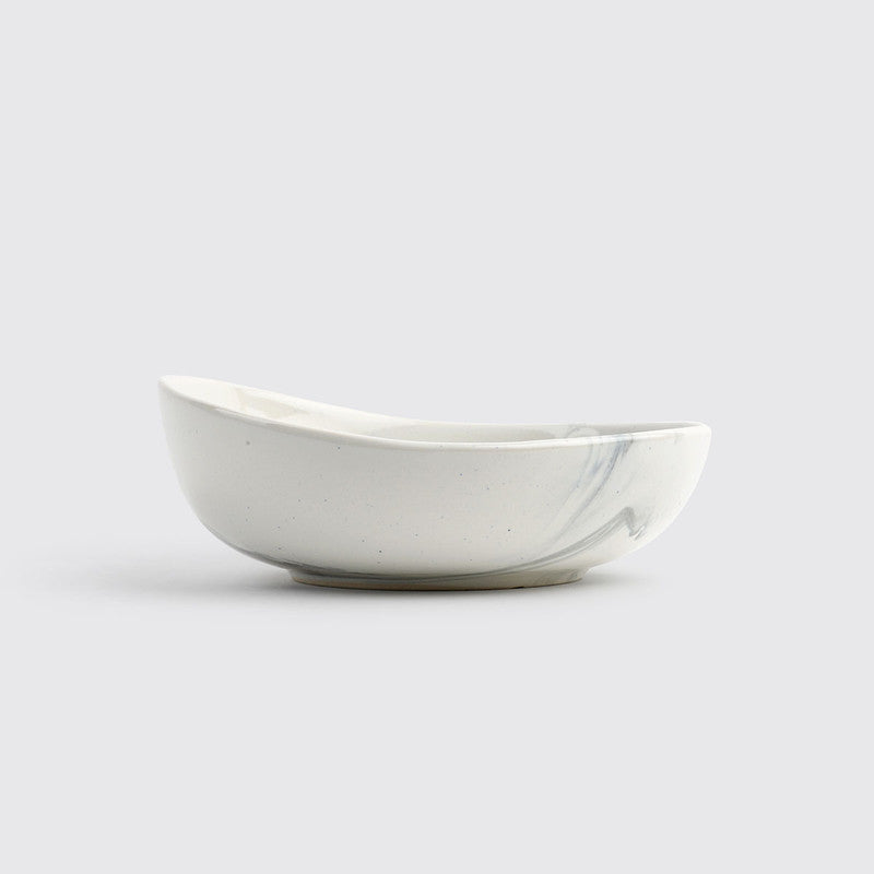 Handcrafted Grey Stoneware Confluence Serving Bowl
