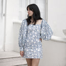 Organic Cotton Bodycon Dress | Hand Block Print | Natural Dyed | Indigo & White