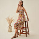 Cotton Sleeveless Dress | Floral Print | Multicolour