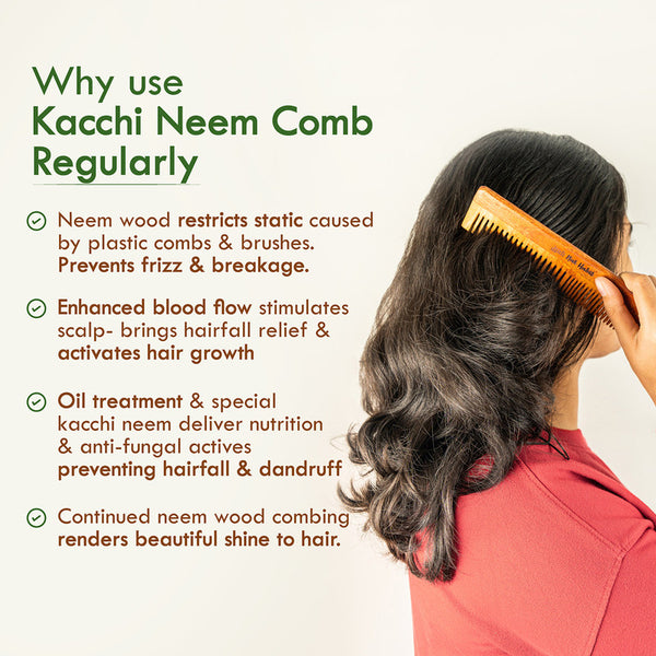 Nat Habit Dual Tooth kacchi Neem Comb & Crushed TriLeaf NutriMask Combo | Set of 3